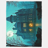 Eerie Victoriaans Mansion Moonlight Fleece Deken (Voorkant)
