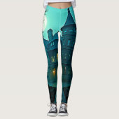 Eerie Victoriaans Mansion Moonlight Leggings (Voorkant)