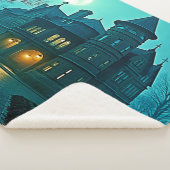 Eerie Victoriaans Mansion Moonlight Sherpa Deken (3/4)