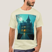 Eerie Victoriaans Mansion Moonlight T-shirt (Voorkant)