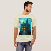 Eerie Victoriaans Mansion Moonlight T-shirt (Voorkant volledig)