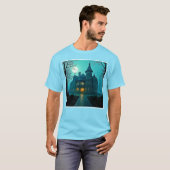 Eerie Victoriaans Mansion Moonlight T-shirt (Voorkant volledig)