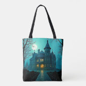 Eerie Victoriaans Mansion Moonlight Tote Bag (Achterkant)