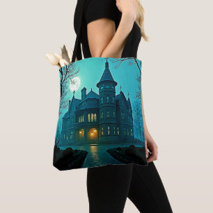 Eerie Victoriaans Mansion Moonlight Tote Bag