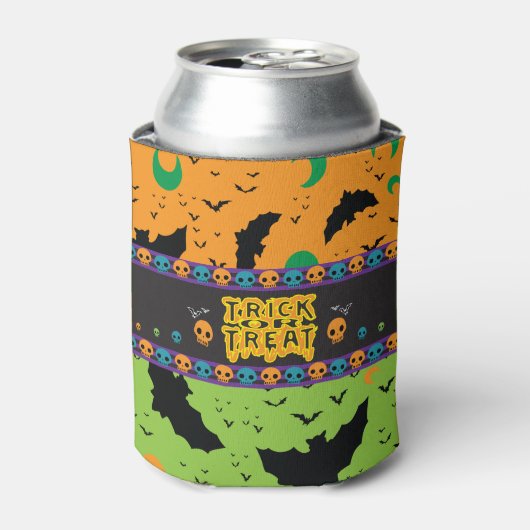 Eerie Vleermuizen en Moon Sinaasappel Groene Sched Flesjeskoeler (Blikje Voorkant)