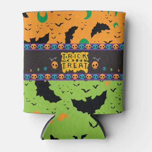 Eerie Vleermuizen en Moon Sinaasappel Groene Sched Flesjeskoeler (Voorkant)