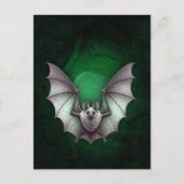 Eerie White Bat Green Glowing Cave on Black Briefkaart (Voorkant)