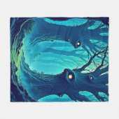 Eerie Woodland Eyes Fleece Deken (Voorkant (Horizontaal))
