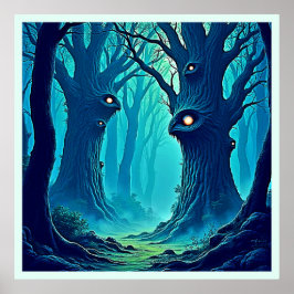 Eerie Woodland Eyes Poster