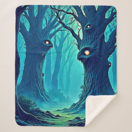 Eerie Woodland Eyes Sherpa Deken