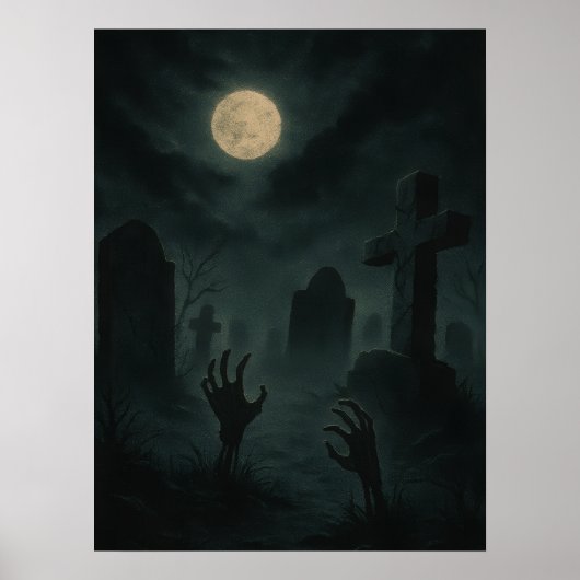 Eerie Zombie Graveyard Poster (Voorkant)