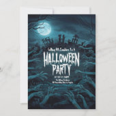 Eerie Zombie Halloween Party Kaart (Voorkant)