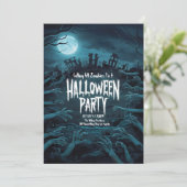 Eerie Zombie Halloween Party Kaart (Staand voorkant)