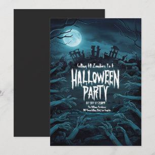 Eerie Zombie Halloween Party Kaart