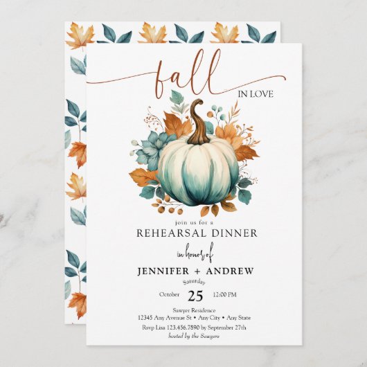 Eerlijk Gezegd | Bloemige Pompoen | Oefen Diner Kaart (Voorkant / Achterkant)