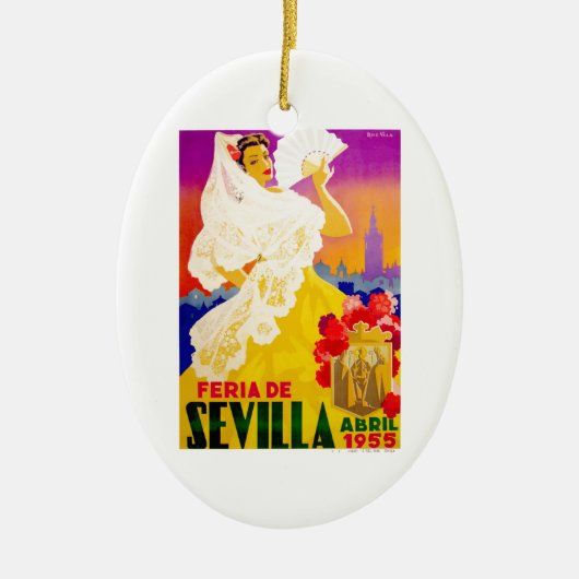 Eerlijk Poster Sevilla april 1955 Keramisch Ornament (Voorkant)