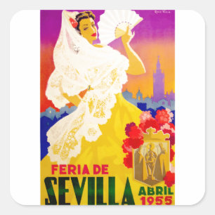 Eerlijk Poster Sevilla april 1955 Vierkante Sticker