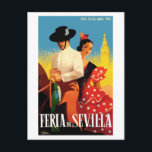 Eerlijk Poster Sevilla april 1961 Briefkaart<br><div class="desc">Vintage 1961 klassiek poster waarin het jaarlijkse Sevilla-festival wordt aangekondigd dat jaarlijks in de Spaanse hoofdstad Andalusië wordt gehouden.</div>