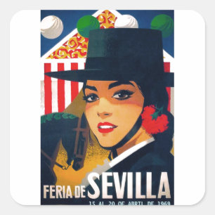 Eerlijk Poster Sevilla april 1969 Vierkante Sticker