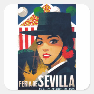Eerlijk Poster Sevilla april 1969 Vierkante Sticker