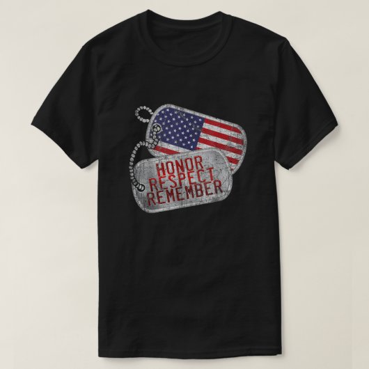 Eerlijk respect herinnert zich militair Label vete T-shirt (Design voorkant)