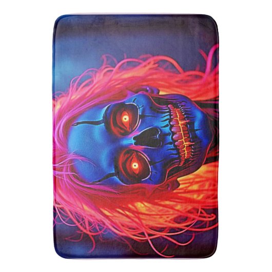 Eerlijk skelet met roze haarontwerp badmat (Voorkant Verticaal)