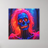 Eerlijk skelet met roze haarontwerp canvas afdruk (Voorkant)