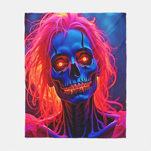 Eerlijk skelet met roze haarontwerp fleece deken (Voorkant)