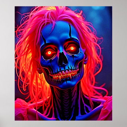 Eerlijk skelet met roze haarontwerp poster (Voorkant)