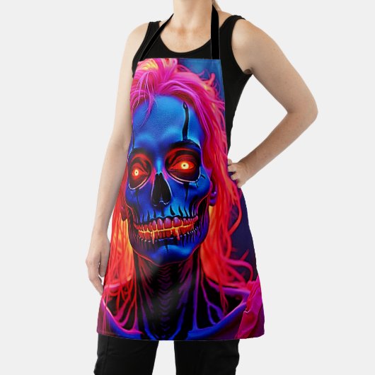 Eerlijk skelet met roze haarontwerp schort (Insitu)