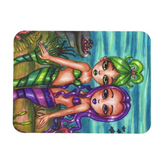 Eerlijk sprookje van Mermaid Twin Sisters Fantasy Magneet (Horizontaal)