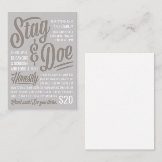 Eerlijk Ticket Stag & Doe (Voorkant / Achterkant)