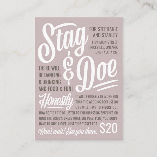 Eerlijk Ticket Stag & Doe (Voorkant)