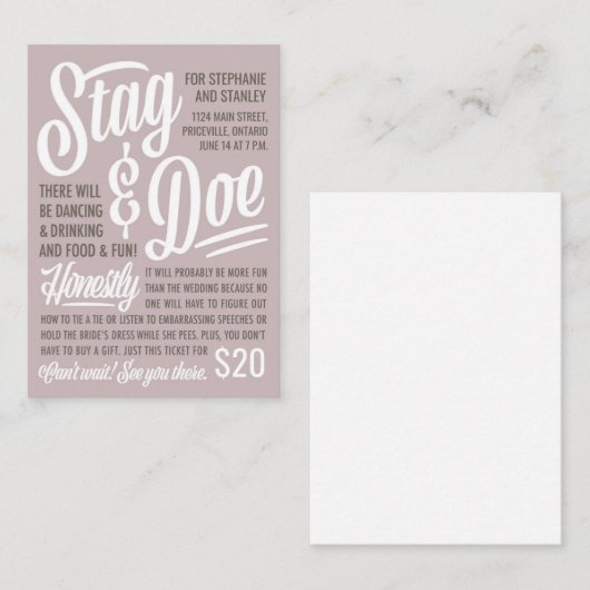 Eerlijk Ticket Stag & Doe (Voorkant / Achterkant)