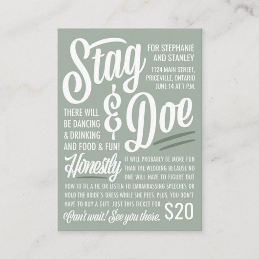 Eerlijk Ticket Stag & Doe (Voorkant)