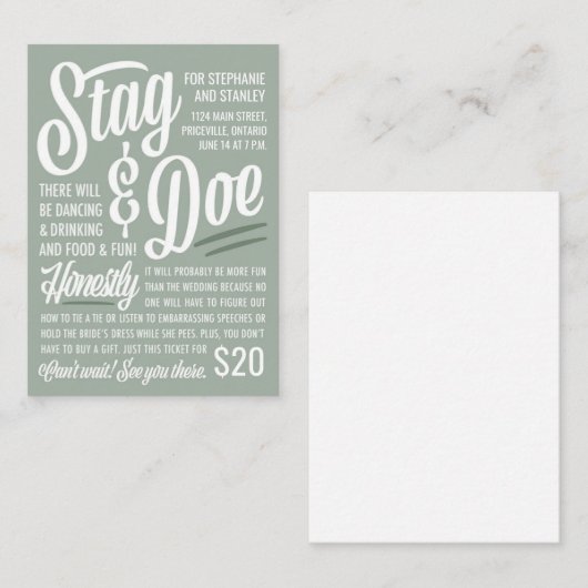 Eerlijk Ticket Stag & Doe (Voorkant / Achterkant)