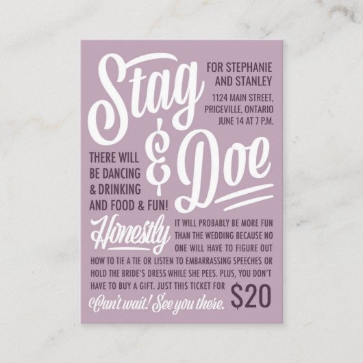 Eerlijk Ticket Stag & Doe (Voorkant)