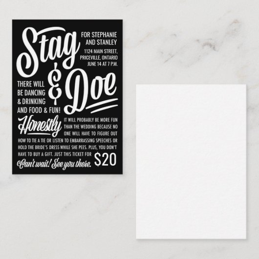 Eerlijk Ticket Stag & Doe (Voorkant / Achterkant)