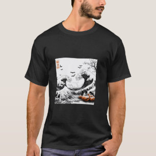 Eerlijke Art Hokusai's Wave met Halloween Cats T S T-shirt