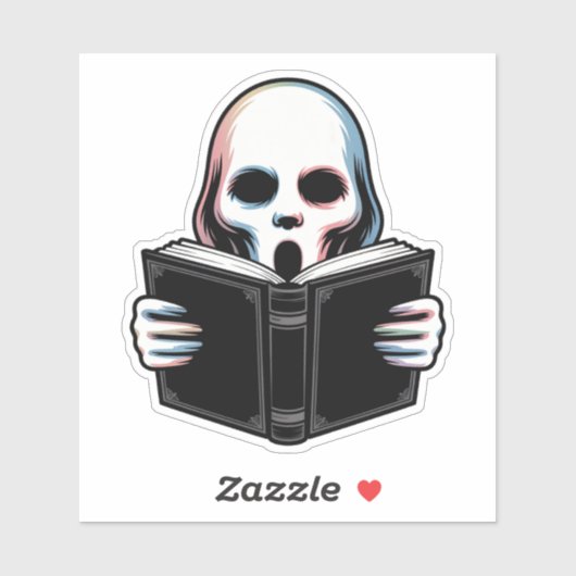 Eerlijke geest met boek - griezelige Halloween-kun Sticker (Vel)