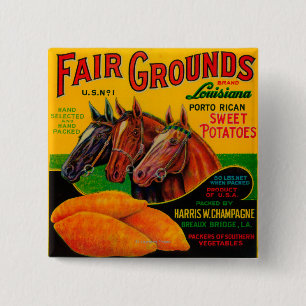 Eerlijke redenen Yam LabelBreaux Bridge, LA Vierkante Button 5,1 Cm