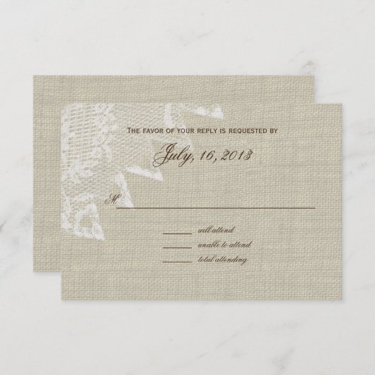 Eerlijke respons op het land RSVP kaartje (Voorkant / Achterkant)