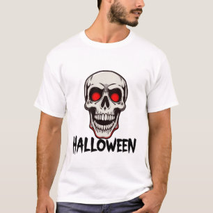Eerlijke schedel met gloeiende rode ogen Halloween T-shirt