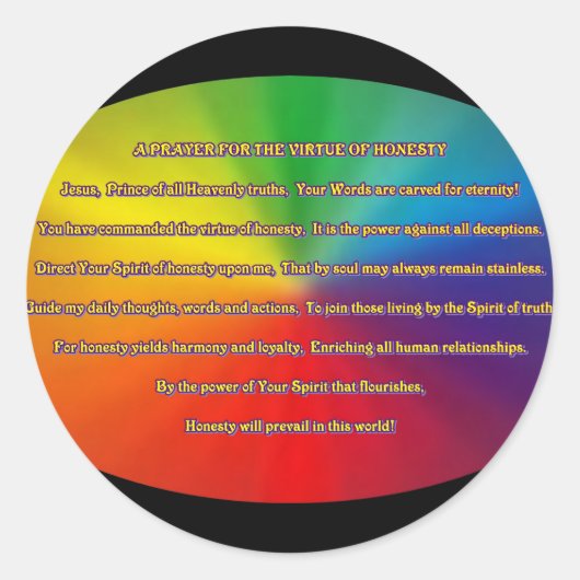 Eerlijkheid Prayer Ronde Sticker (Voorkant)
