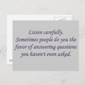 Eerlijkheid: wanneer iemand een vraag beantwoordt briefkaart (Voorkant / Achterkant)