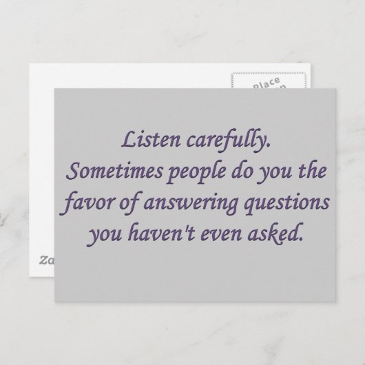 Eerlijkheid: wanneer iemand een vraag beantwoordt briefkaart (Voorkant / Achterkant)