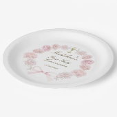 eerst communie delicate pioenrozen frame papieren bordje (Gekanteld)