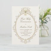 eerst communie elegante beige lijst kaart (Staand voorkant)