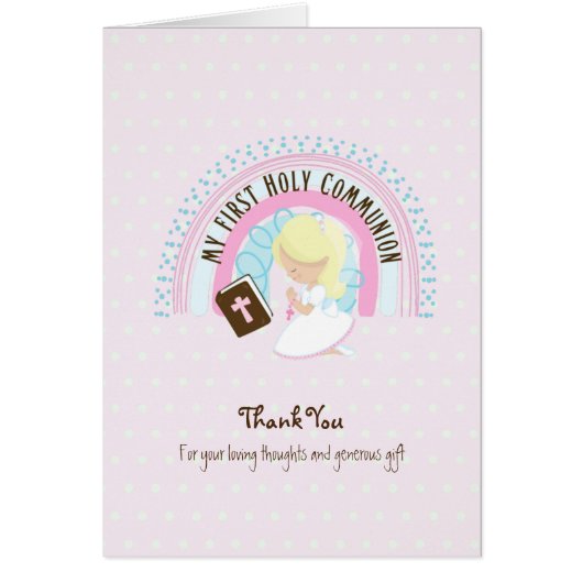 Eerst Communie meisje dankkaart - Blondine (Voorkant)
