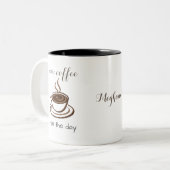 Eerst de koffie dan de dag schattig gepersonalisee tweekleurige koffiemok (Voorkant links)